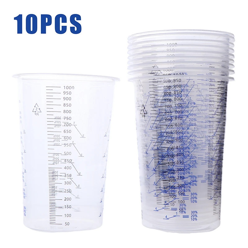 10Pcs Paint Mixing Calibrated Cup Plastic Paint Mixing Cups 1000Ml Mixing Pots for Accurate Mixing of Paints and Liquids