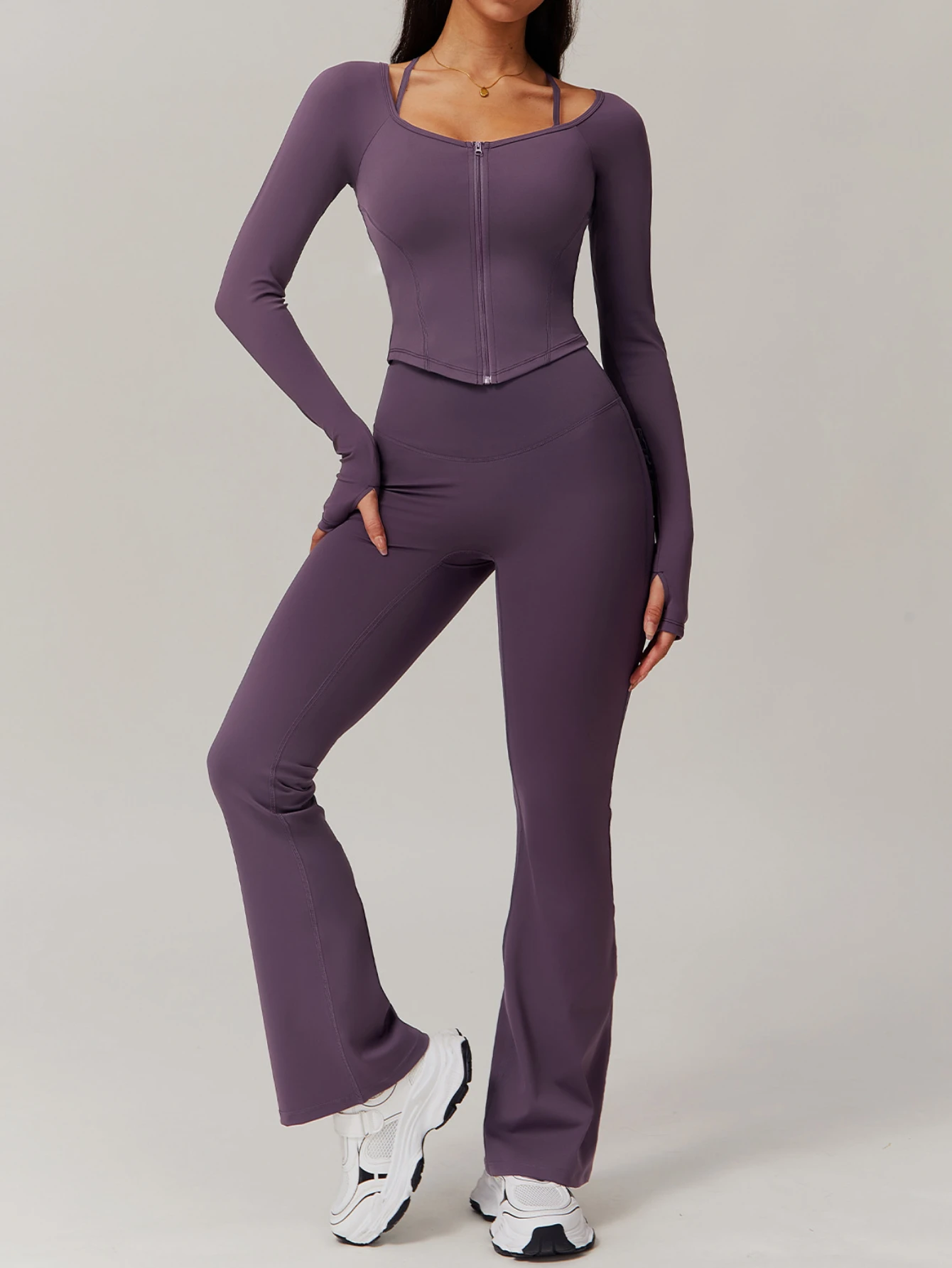 Long Sleeved Yoga Set Women Solid Color Sports Quick Drying Suit Running Training Set Fitness Wear Gym High Waist Pants TZ9139