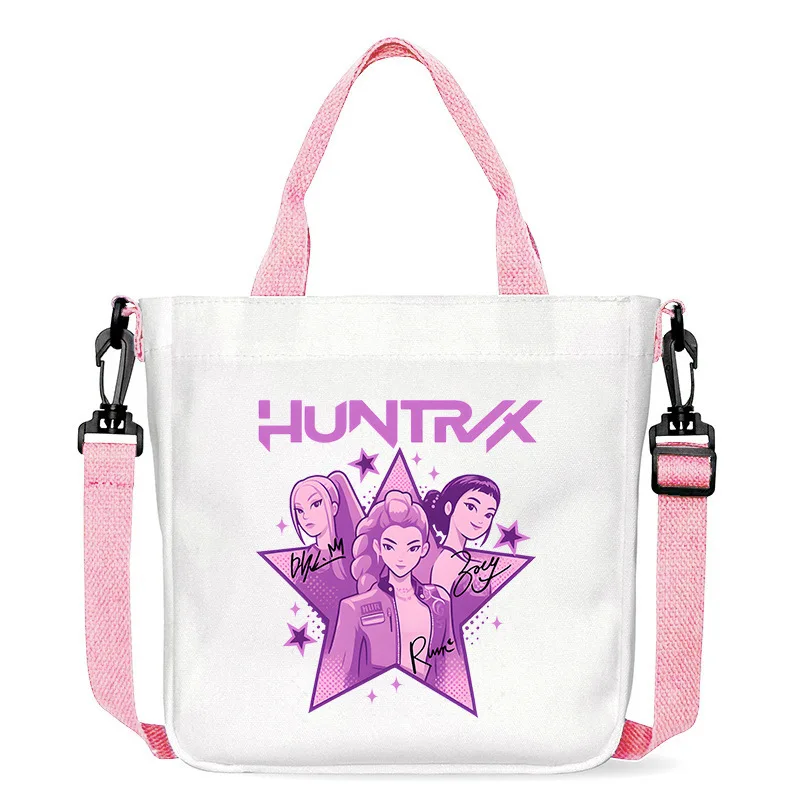 Bolso de hombro Kpop Demon Hunters, bolso de dibujos animados, bolso cruzado de gran capacidad, bolsa de almacenamiento de lona portátil a la moda, regalo