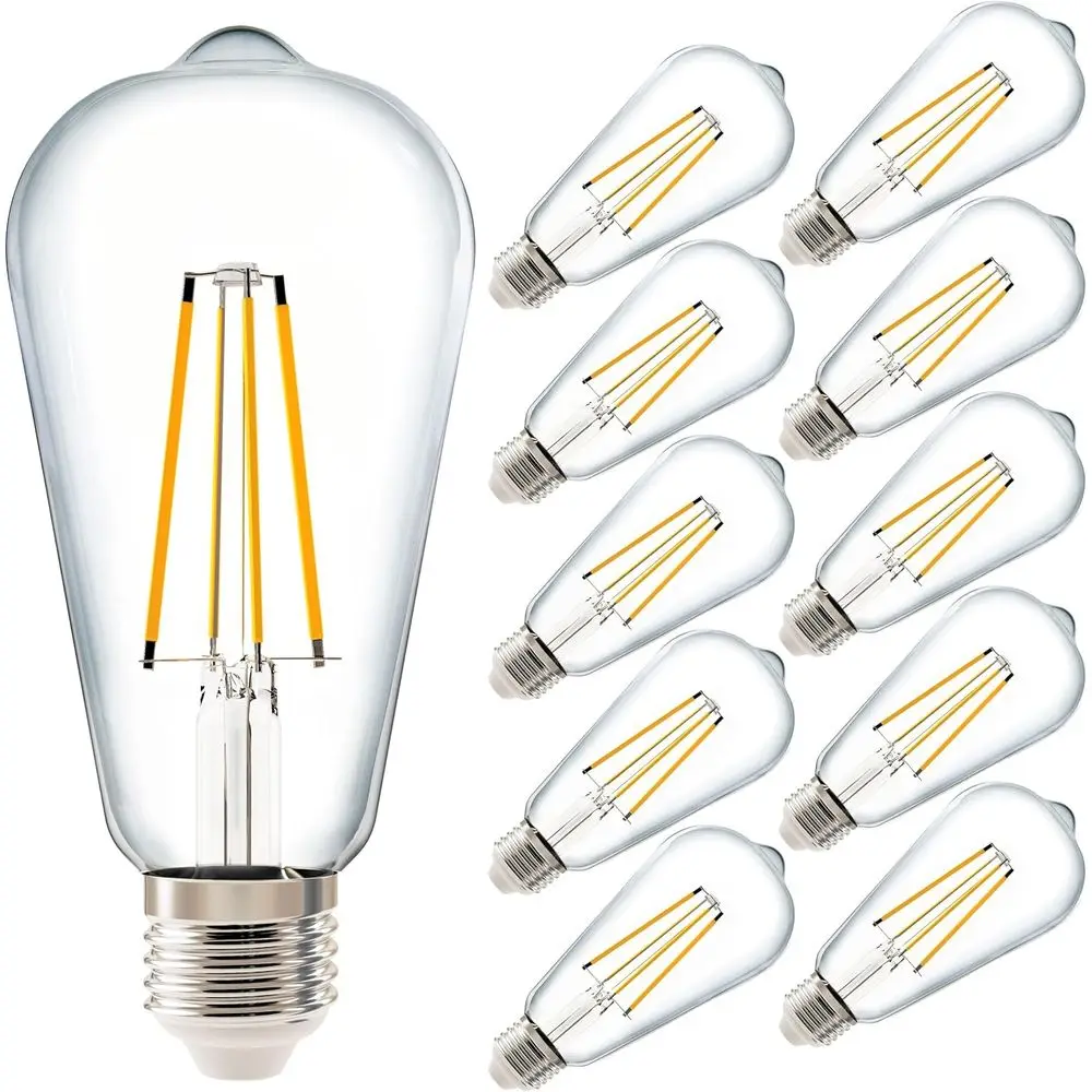 

Sunco 10 Pack ST64 Vintage Edison LED Bulb, 1500 Lumens High Brightn, Dimmable, ST19, 3000K Warm White, 13W=75W, E26 Medium Base