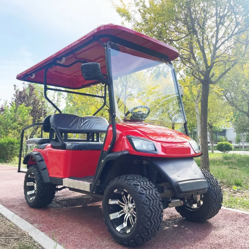 Wholesale Hunting Sightseeing Car CE Lithium Battery Golf Kart Electric Golf Cart 12 Inch Aluminum Wheels Black Upholstered Seat