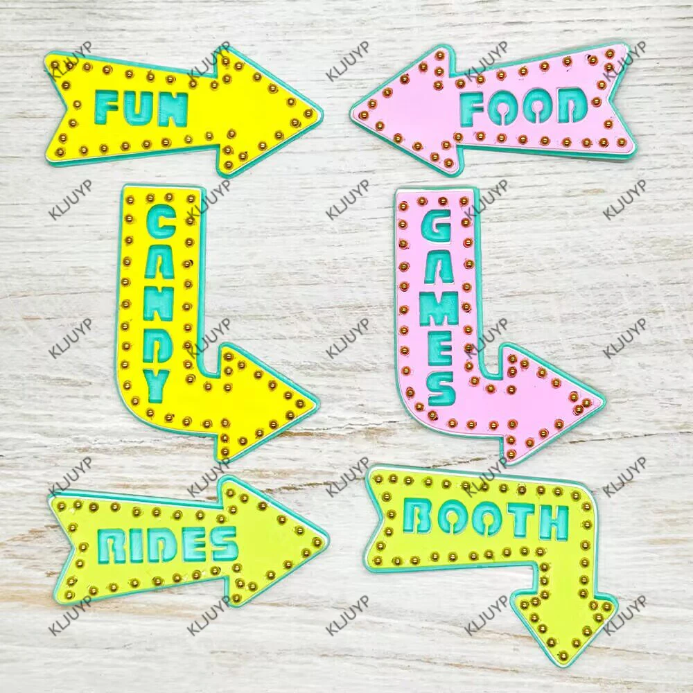 KLJUYP Carnival Directional Signs Metal Cutting Dies Stencils for DIY Scrapbooking/album Decorative Embossing DIY Paper Cards