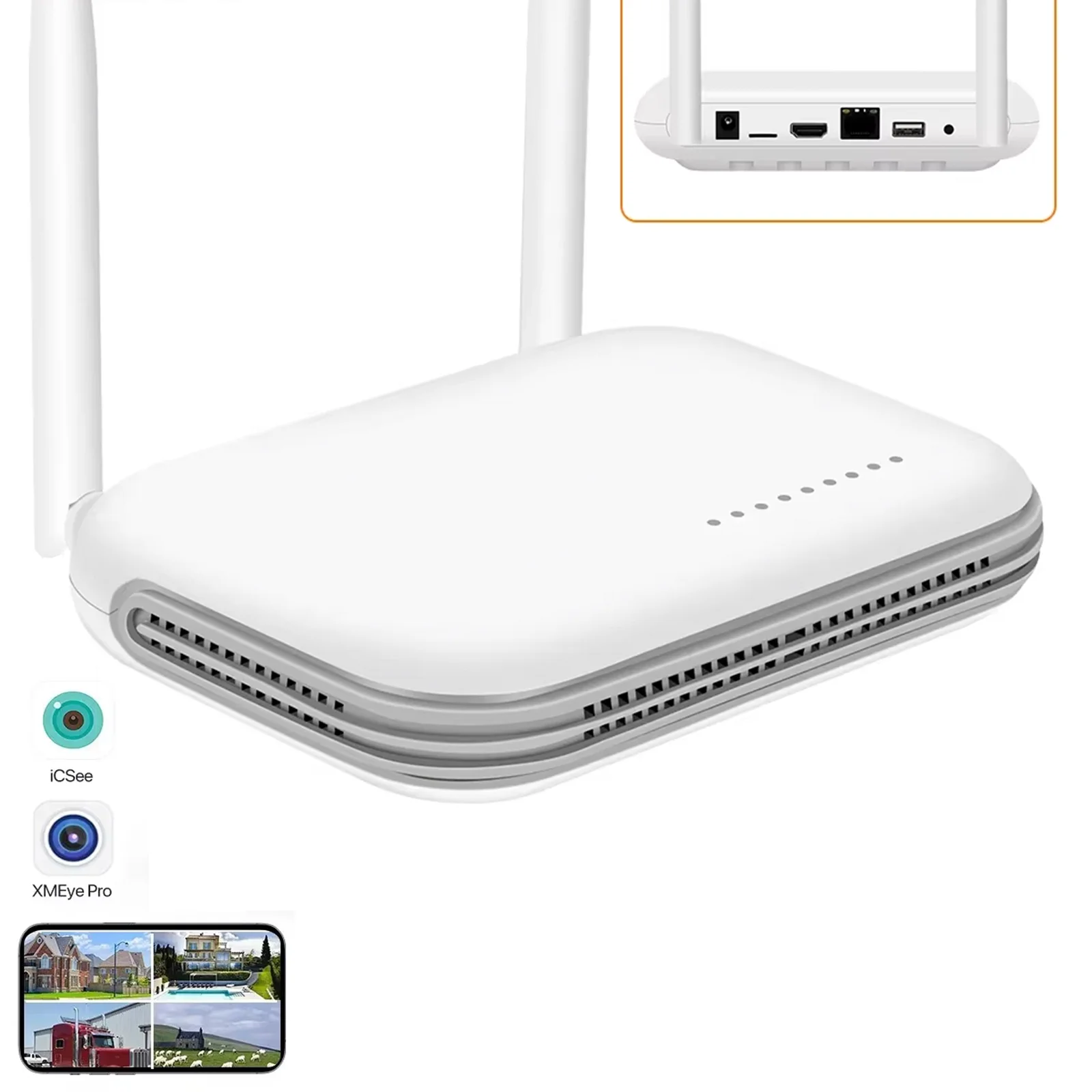 Mini WiFi NVR 8CH H.265 Network Video Recorder Onvif Face Detection Email Alert Compatible with XMEYE ICSee App