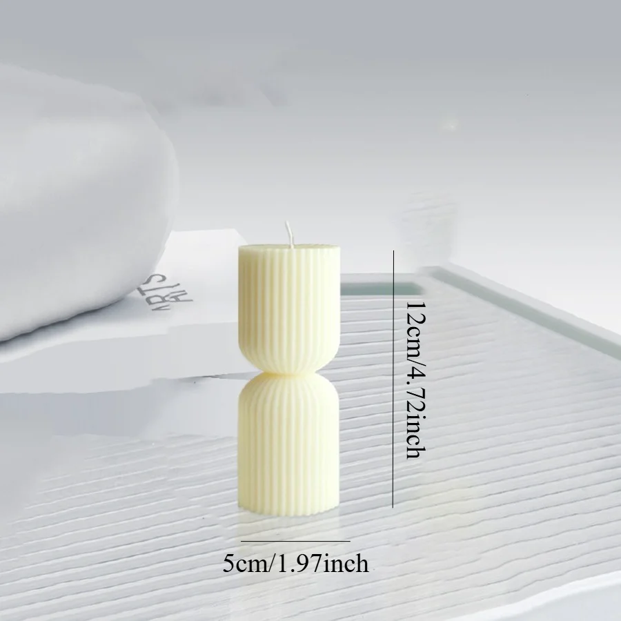 Nordic Minimalist Ribbed Cylinder Pillar Scented Candle Soy Wax Aromatherapy Candle Home Decor