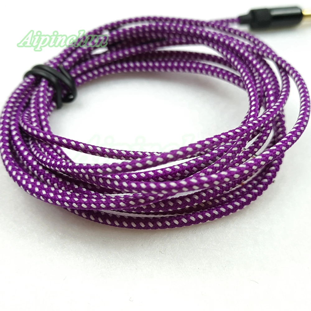 Aipinchun 3.5mm 3-Pole Jack DIY Earphone Cable Headphone Repair Replacement Wire Cord Purple Color