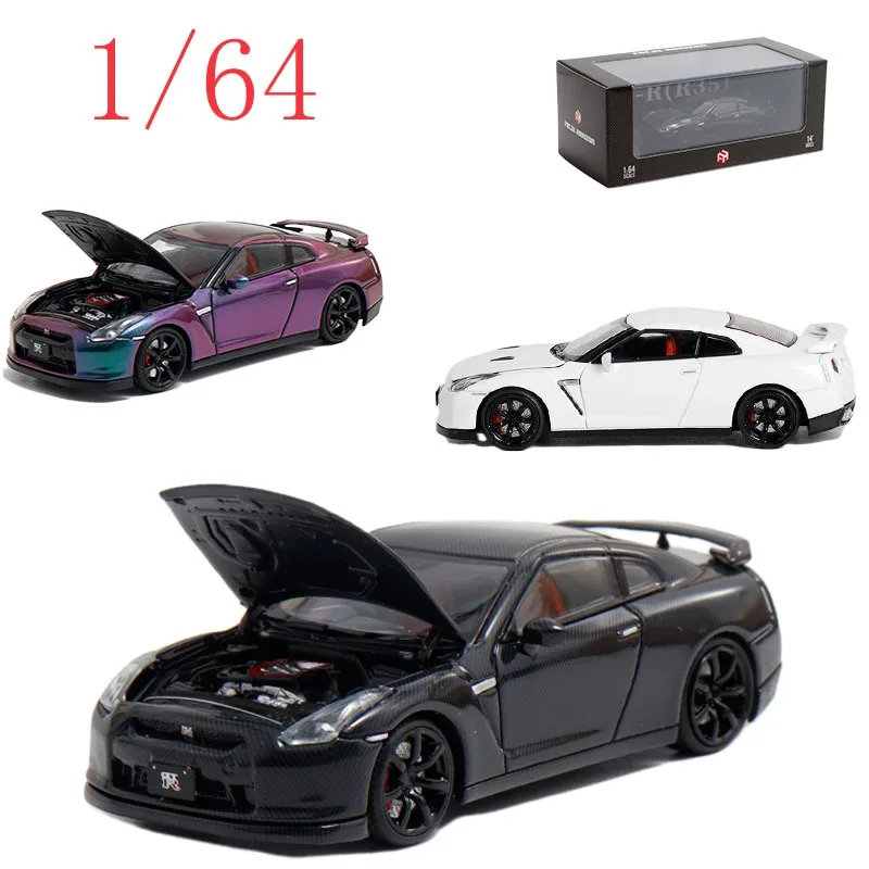 

FH Diecast 1/64 Scale Nissan GT-R R35 with Full Exposed Carbon Fiber Hood Alloy Car Model Toys for Boys Gift