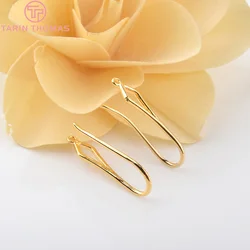 (1936)12PCS Height 25MM 24K Gold Color Plated Brass Rhombus Pattern Earring Hooks Jewelry Findings Earrings Accessories