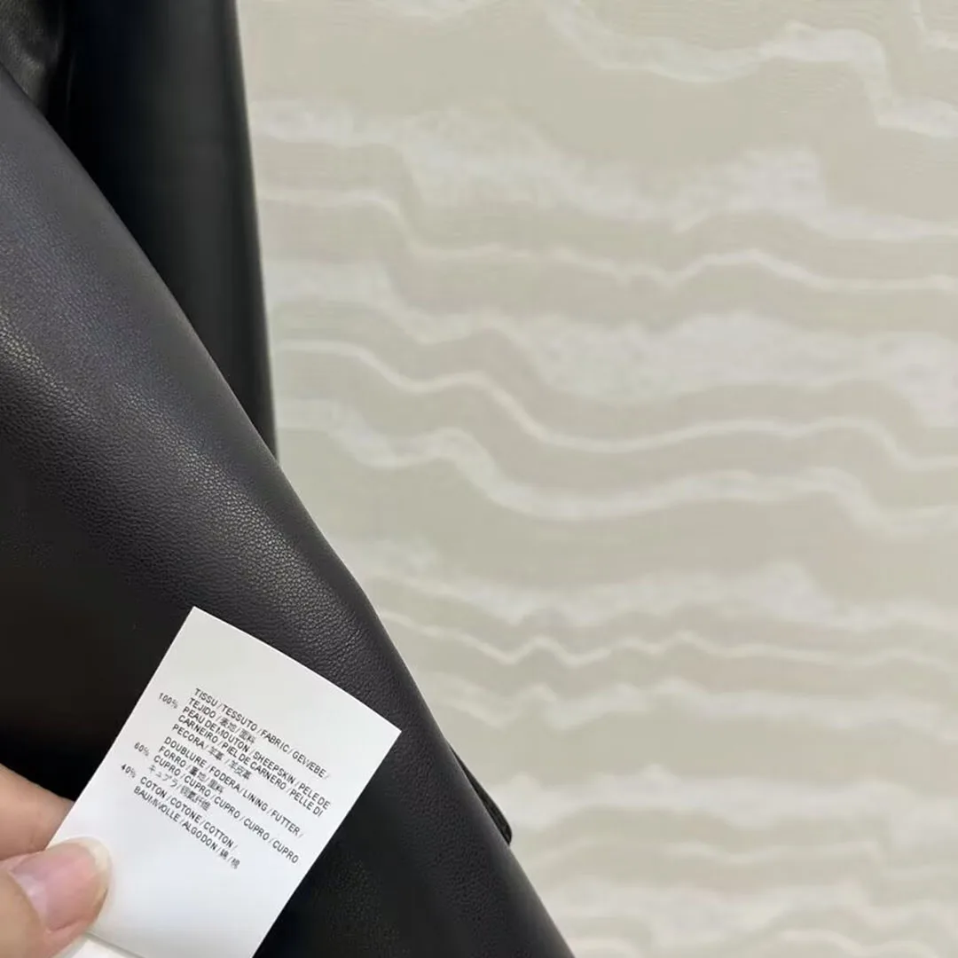 Top Quality 100% Sheepskin Suit Jacket Women Notched Long Sleeve Four Buttons Black Cool Genuine Leather Unisex Style Retro Coat