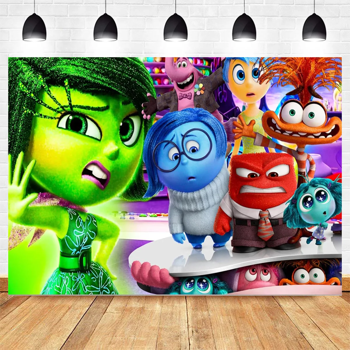 Disney Inside Out 2 zdjęcia z okazji urodzin tkanina na tło kreskówki dla dzieci tło strony rekwizyty fotograficzne dekoracji