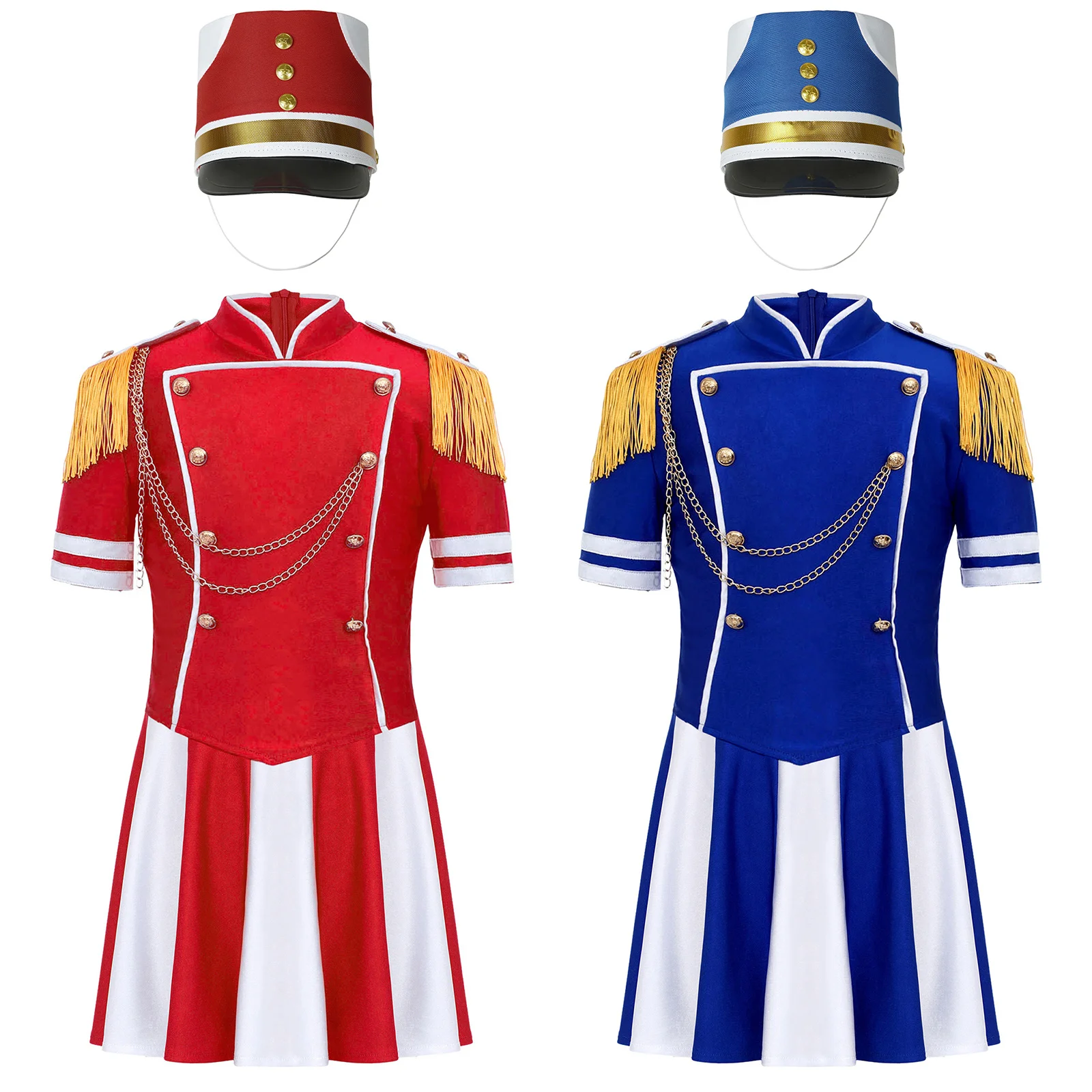 Guardia de Honor para niñas, banda de tambor de marcha, bandera de Majorette, disfraz de levantamiento, Tops con falda, sombrero para actuación de fiesta de Carnaval de Halloween
