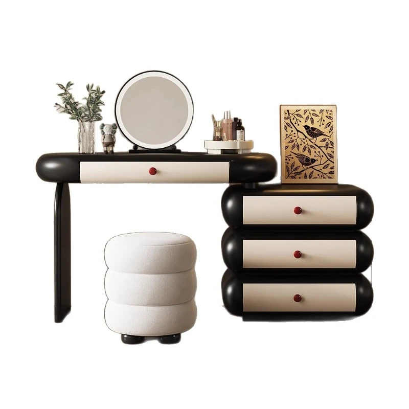 

Bedside table integrated retro style bedroom simple modern small apartment makeup table