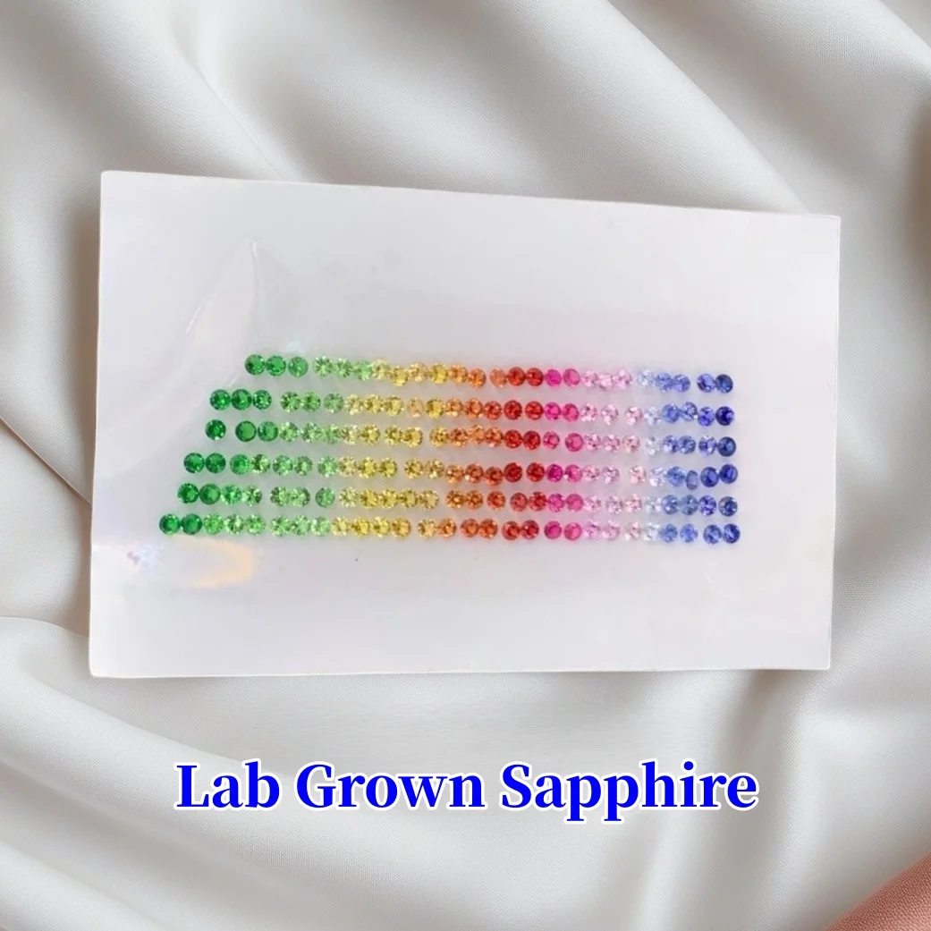 Round cut Lab-Grown Sapphire Rainbow Gradient Loose Stones Colorful Gems Suitable For Ring Bracelet Jewelry And Craft Settings
