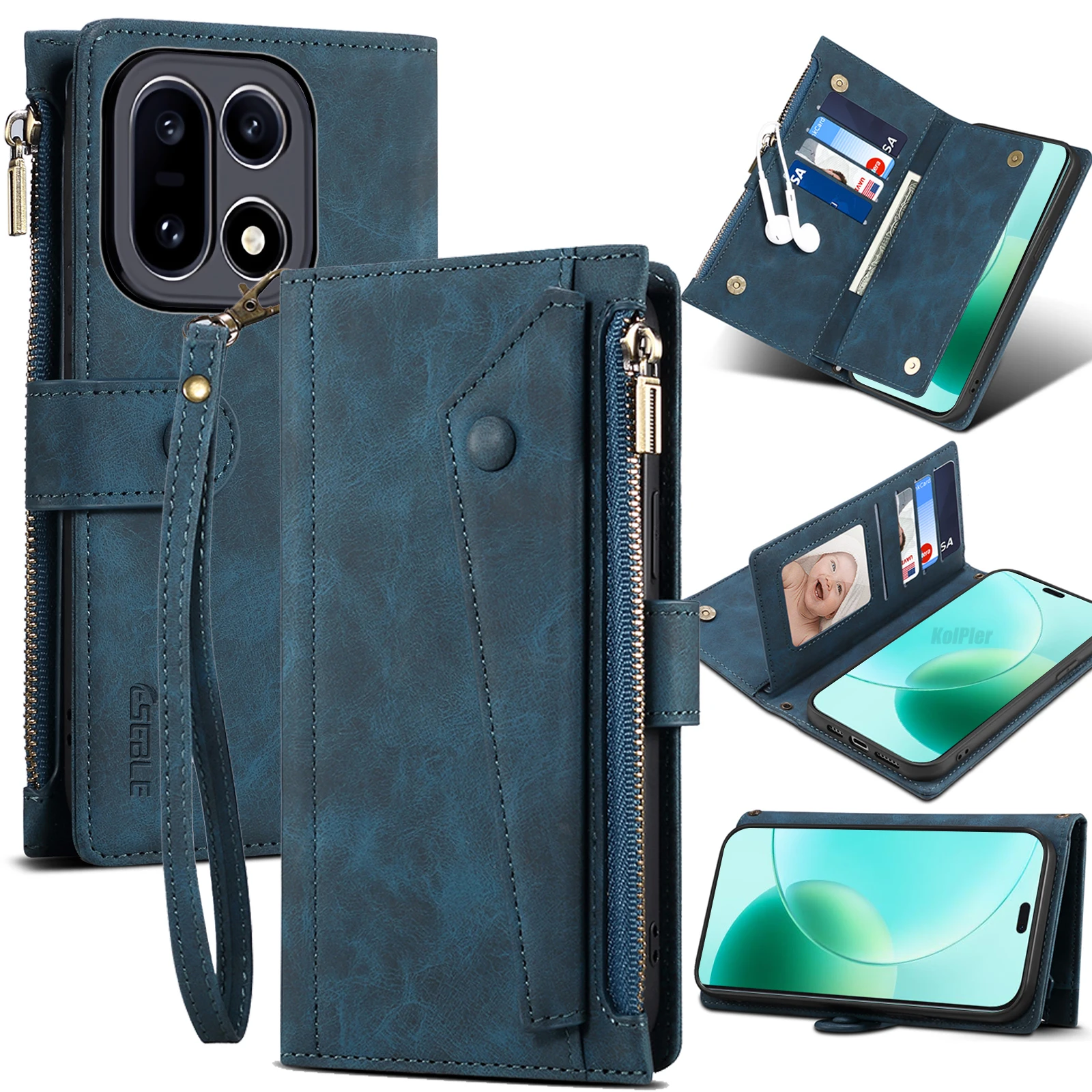 

Чехол-кошелек для Oneplus 15 1 + 15, многофункциональный кожаный флип-чехол для телефона Oneplus15, сумка со слотом для карт, белая веревка