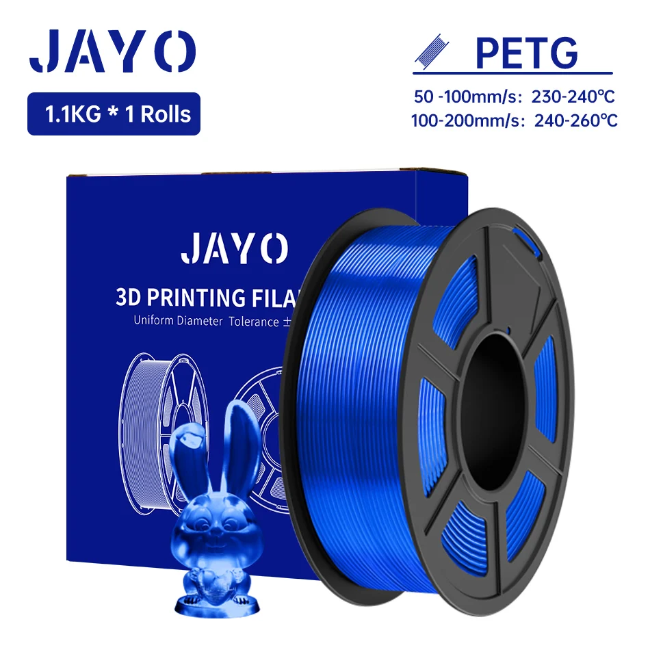 JAYO PETG/PETG Helder 3D-printerfilament 1,75 ± 0,02 mm 1,1 kg/rol Hoge taaiheid Netjes gewonden filament Geschikt voor de meeste FDM-printers