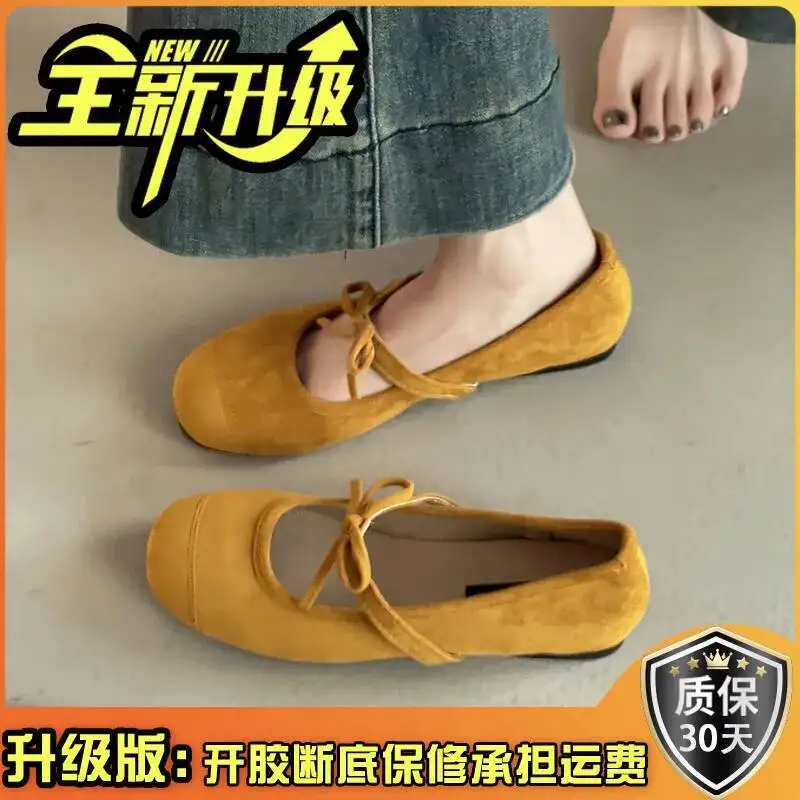 Bowknot Flat Shoes For Women Autumn French Ballet One Strap Buckle Versatile Mary Jane Shoes