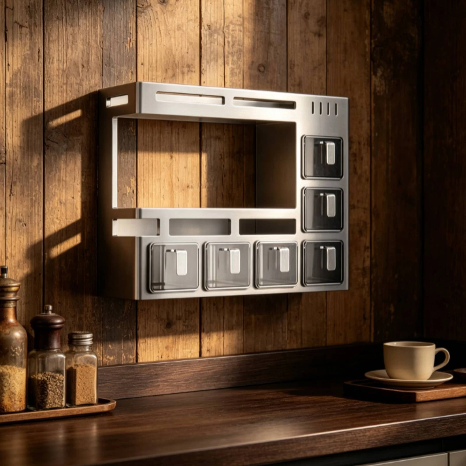 

Wall Mounted Seasoning Rack Rectangular Wall Seasoning Rack Sturdy Long-Lasting for Kitchen, Rental Kitchens