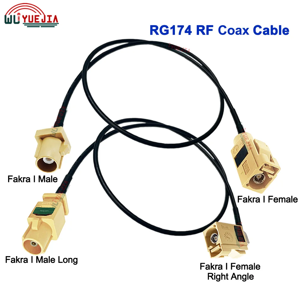 Beige Fakra RF Cable Fakra I Type Male to Fakra Female Jack Connector RG-174 RF Coaxial Cable For DAB or Digital Radio Systems