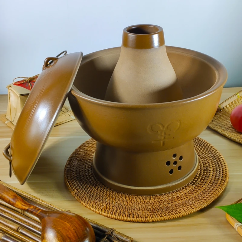 Pingding casserole charcoal fire boiler old-fashioned traditional earthen hot pot for home use