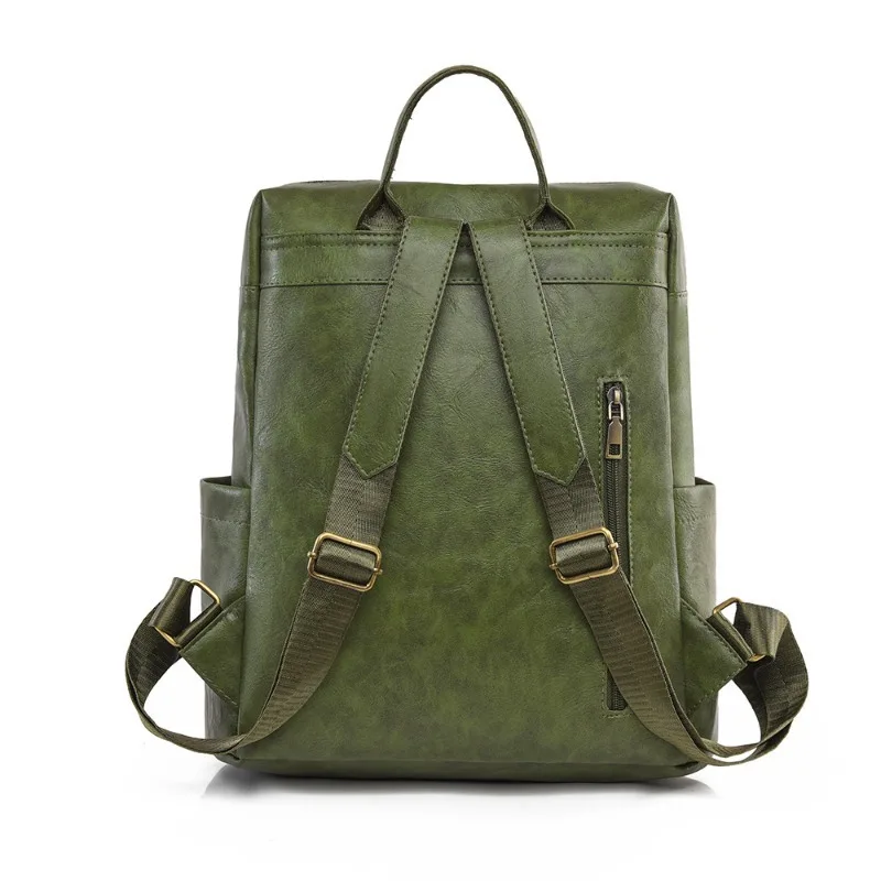 Korean Fashion Women Backpack Business Commuter Multiple Pockets Daypack Solid Minimalist PU Backpack Casual Travel Rucksack