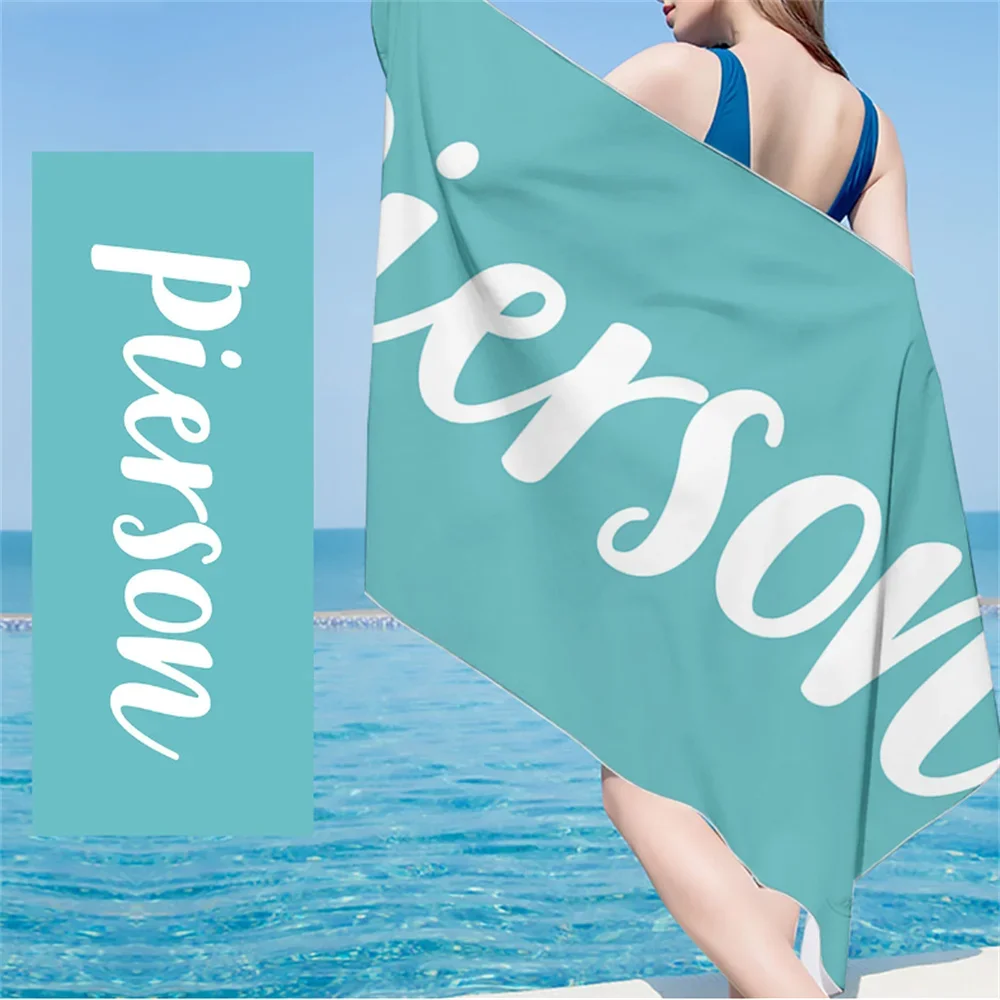 Customized Name Beach Towel: Made Of Microfiber Material, Personalized Letter Print, Comfortable Pad,  Beach Companionon