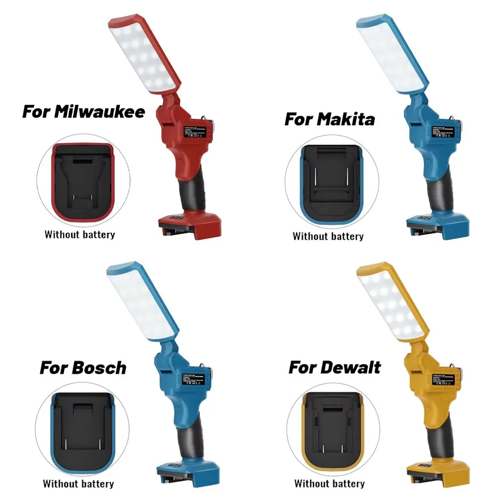 10W Portable LED Light for Makita/Bosch/Dewalt/Milwaukee 18V/20V Battery, with Amber Light, Three-speed Adjustable Table Lamp