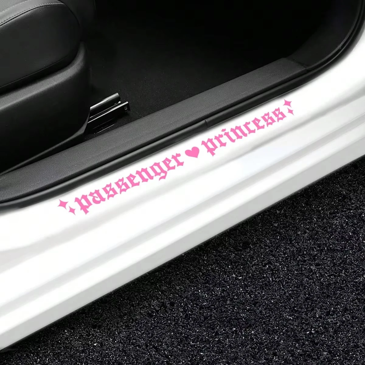 Passenger Princess Gothic Letter Car Sticker, Sweet Heart Star Decor Vehicle Door Side Decal