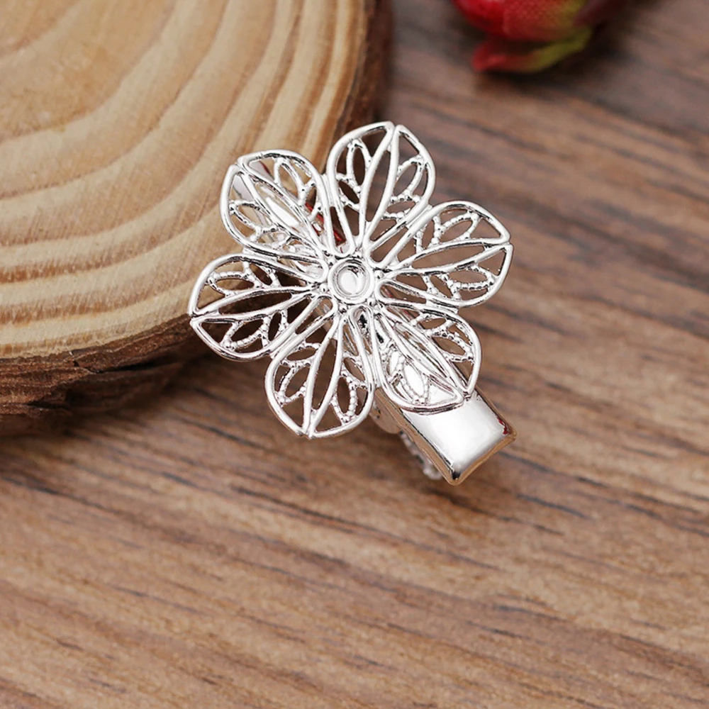 REGELIN 10pcs Gold/Silver Copper Hair Jewelry Settings Blank Base DIY Hair Clip Hairpins Barrette Retro Hair Wear Accessories