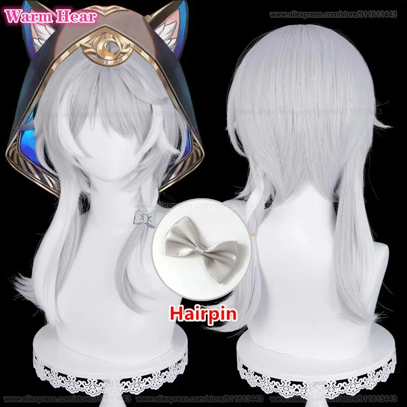 

Game HSR Синтетический Cipher Long 52 см Серебристо-серый коса Косплей Аниме Термостойкие волосы Парики для Хэллоуина + Кепка для парика gkl/6