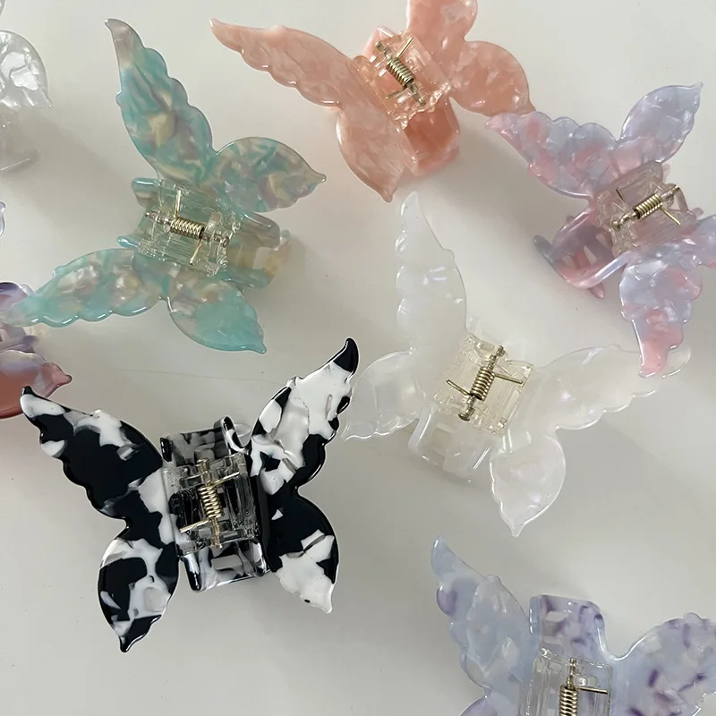 Butterfly Hair Claw Korean Style Vintage Fairy Butterfly Hairpin Clip Lightweight Gradient Tie-Dye Color Hair Catch