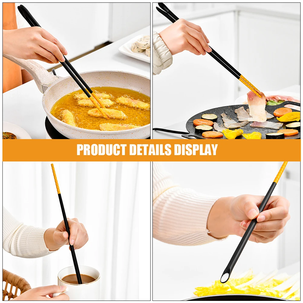 

Длинные палочки для еды против ожогов, силиконовые кухонные гаджеты для приготовления пищи, удлиненные многоразовые горячие кастрюли для жарки, удлиненные, без заусенцев