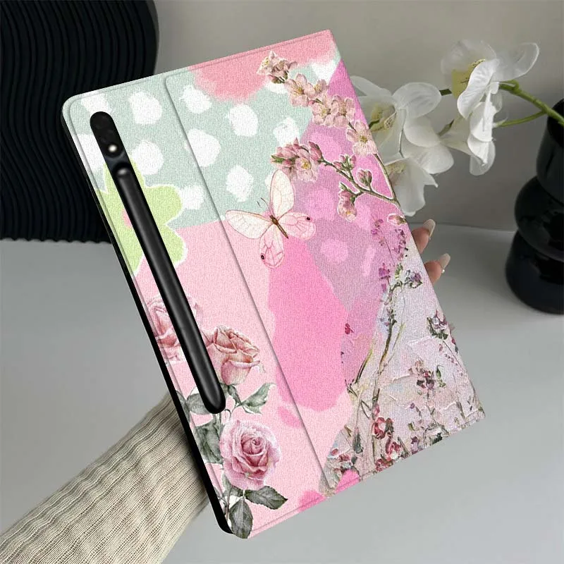 

Pink Floral Butterfly Pattern Gift Tablet Case For Samsung Galaxy Tab S7 S8 S9 S10 FE Lite