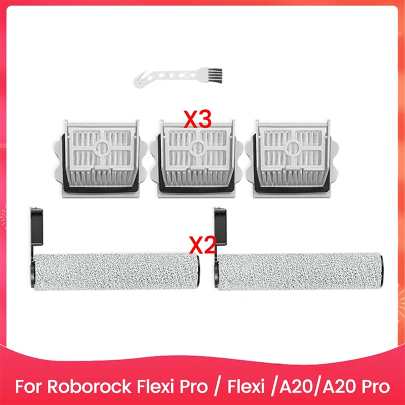 

6PCS Replacement Roller Brush Hepa Filter For Roborock Flexi/Flexi Pro Handheld Cordless Wet Dry Vacuum Cleaner Parts