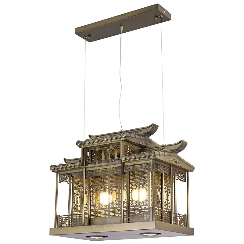 New Chinese chandelier restaurant hotel classical Chinese style designer zen tea house hot pot restaurant hotel with spotlights