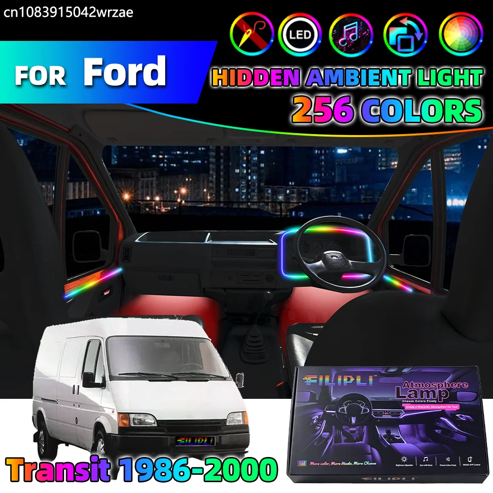 

6 in 1 For Ford Transit 1986-2000 Years Car Interior Ambient Lights Strips Breathing Lighting Kit App Control Auto LED strips