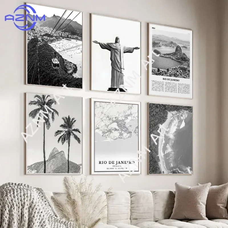Pintura de parede com paisagem do Rio de Janeiro, Brasil, impressões decorativas, pinturas em tela, pôsteres de arte, decoração de quarto, decoração de casa e quarto