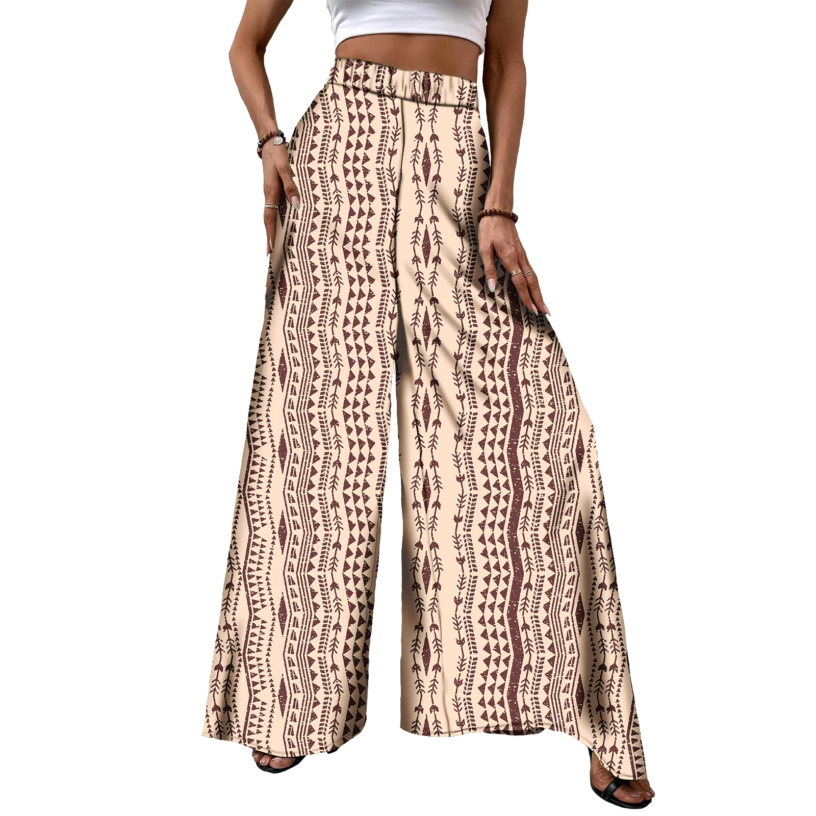 Casual pants For Women Polynesian Custom High Waist Hawaiian Casual Pants Print pattern On Demand Long Office Trousers