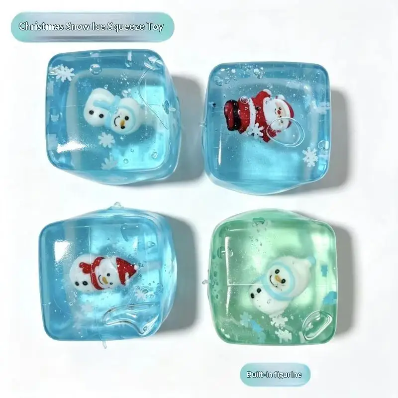NEW Christmas Ice Cube Fidget Toys Soft Jelly Cute Figures Slow Rebound For Stress Relief Holiday Gifting Slow Rising Sensory