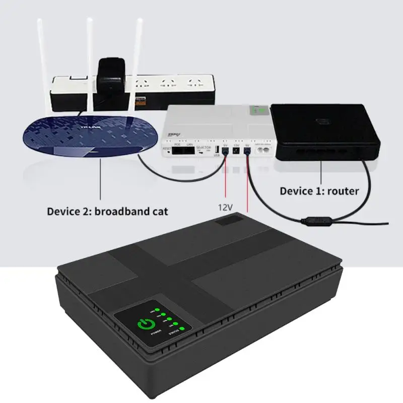 

Portable DC UPS 5V, 9V, 12V Uninterruptible Power Supply Multipurpose Mini 10400mAh UPS Large-capacity Battery Backup EU Plug