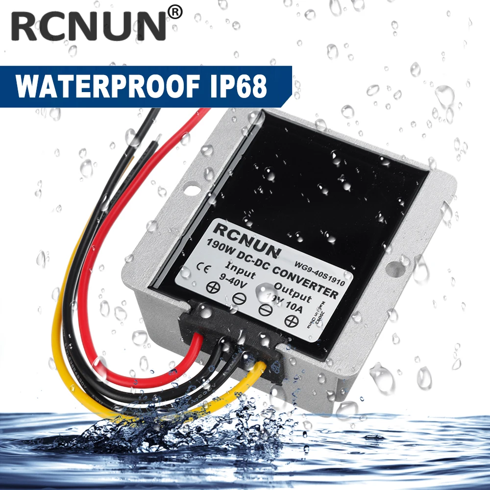 RCNUN 9-40V to 19V 5A 10A Boost Buck DC DC Converter Regulator 12V 24V to 19V Voltage Stabilizer Waterproof for Car Laptop