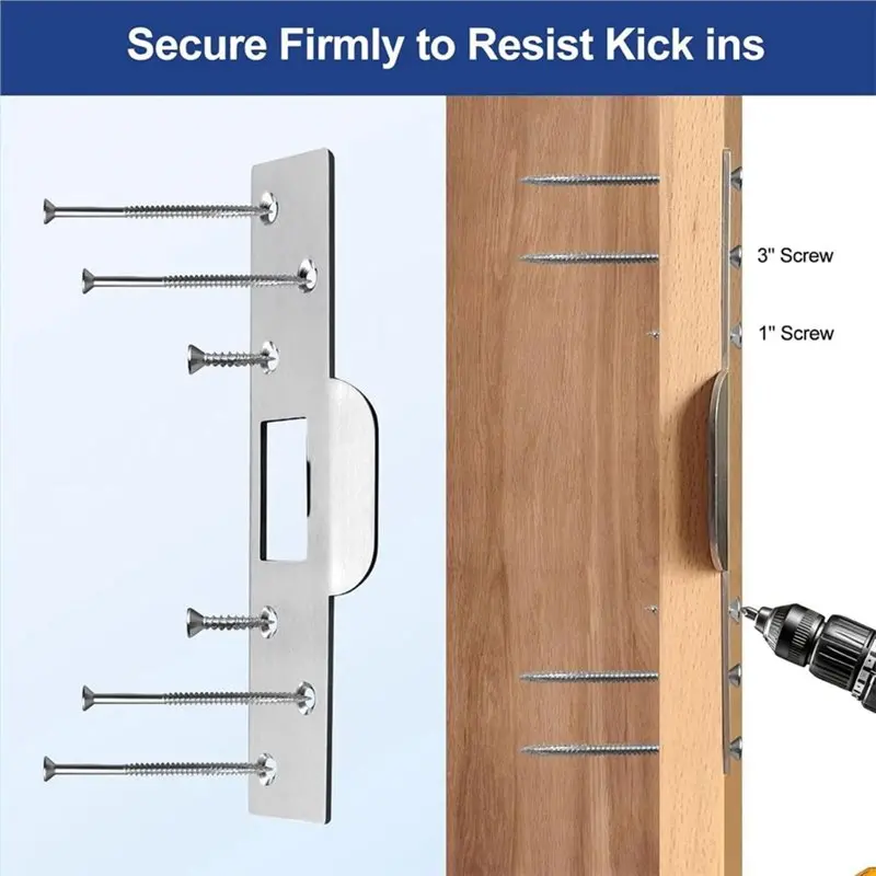 Exquisite-Door Strike Plate Reinforcement Plate, Front Door Strike Plate, 7 In. Hole Centering, Front Door Security Device Acces