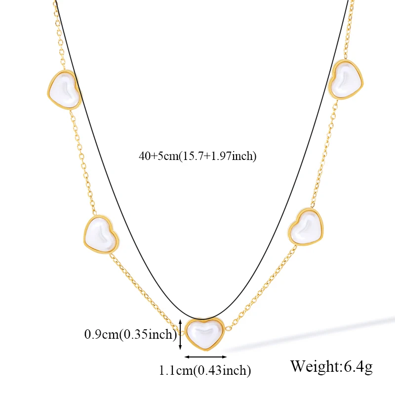 EILIECK 316L Edelstahl Herzförmige Perlenkette Armband Ohrringe Set Modischer Goldfarbener Wasserdichter Schmuck Damengeschenk – Detail 6