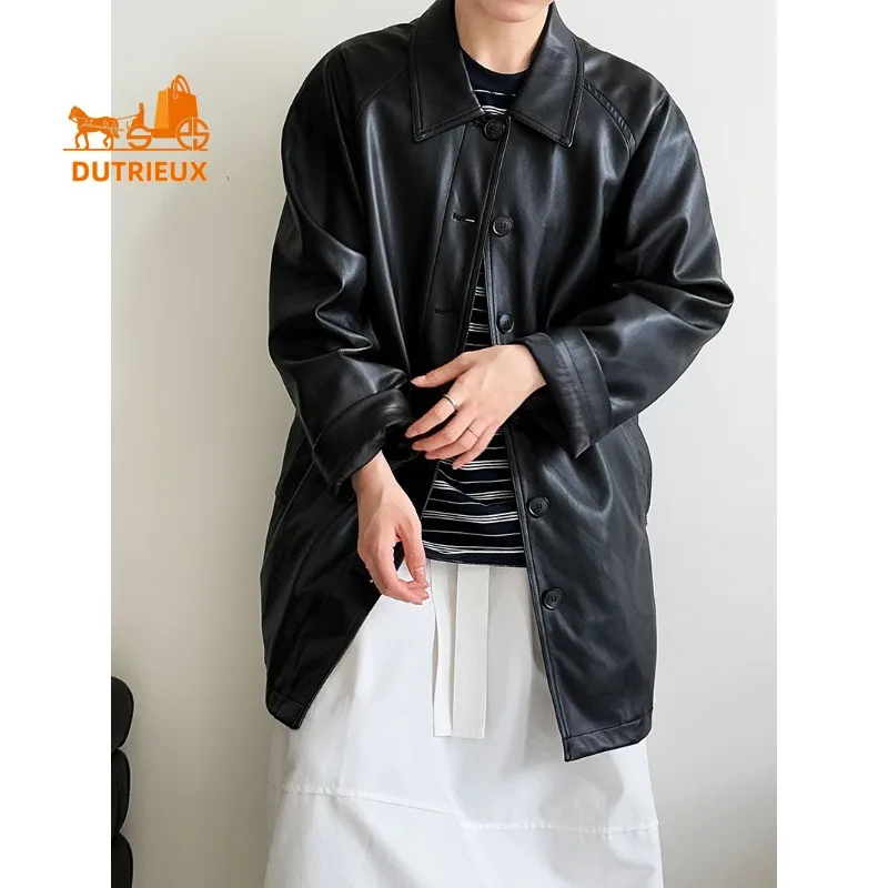 2025 New Spring and Autumn Women's Shirt Real Leather Jacket, 100% Genuine Leather Soft and Comfortable Coat for Women