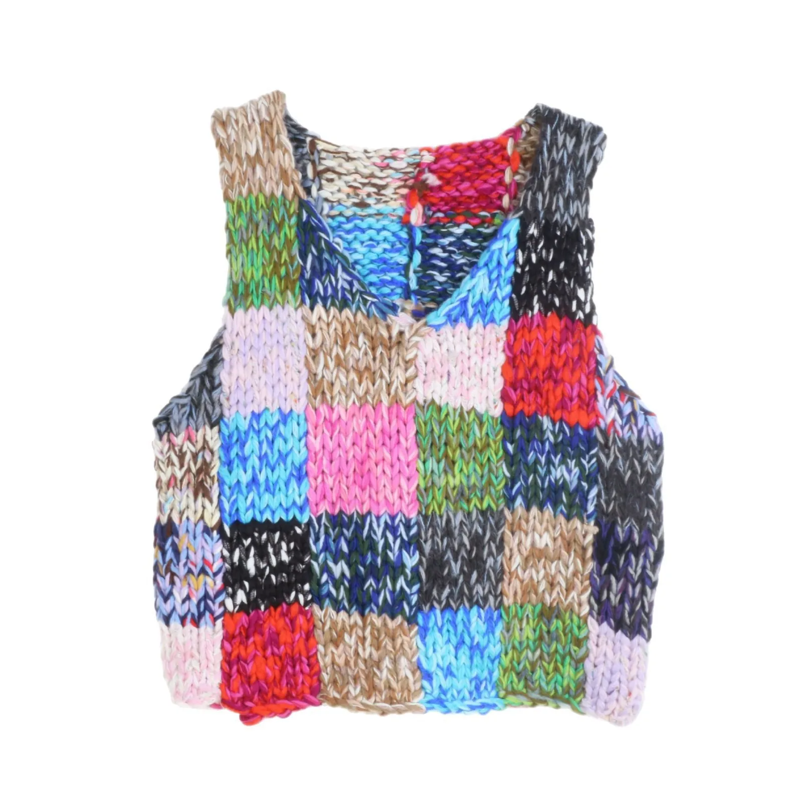 

MaSande New Rainbow Color Blo Knitted Vest Women's Sweater Spring Season Thiened Wool Blend Other Material 00%