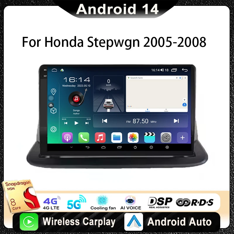 

For Honda Stepwgn 2005-2008 Car Radio Multimedia Video Player Navigation GPS Android14 wireless Carplay DSP