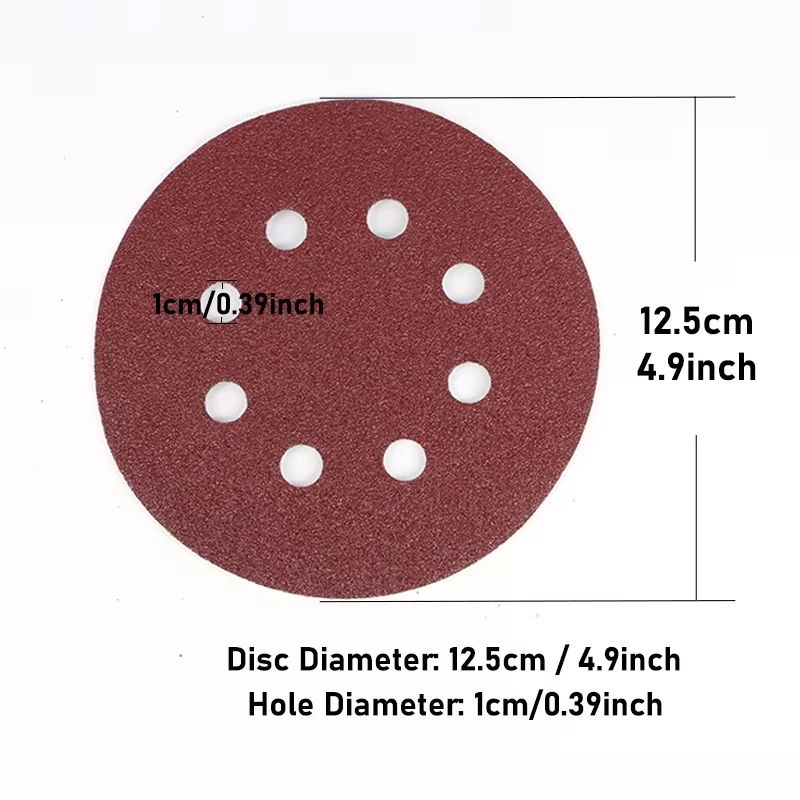 10-50pcs 5 Inch 8 Hole Sanding Discs 60-2000Grits Flocking Sandpaper Orbital Sander Hook Loop Adhesive Aluminum Oxide Sand Paper