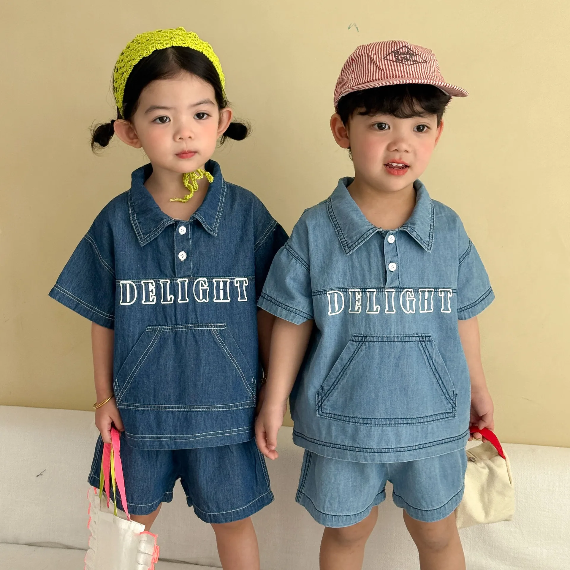 

2026 Summer New Children Short Sleeve Clothes Set Boys Girls Letter Print T Shirts + Shorts 2pcs Suit Kids Loose Casual Outfits