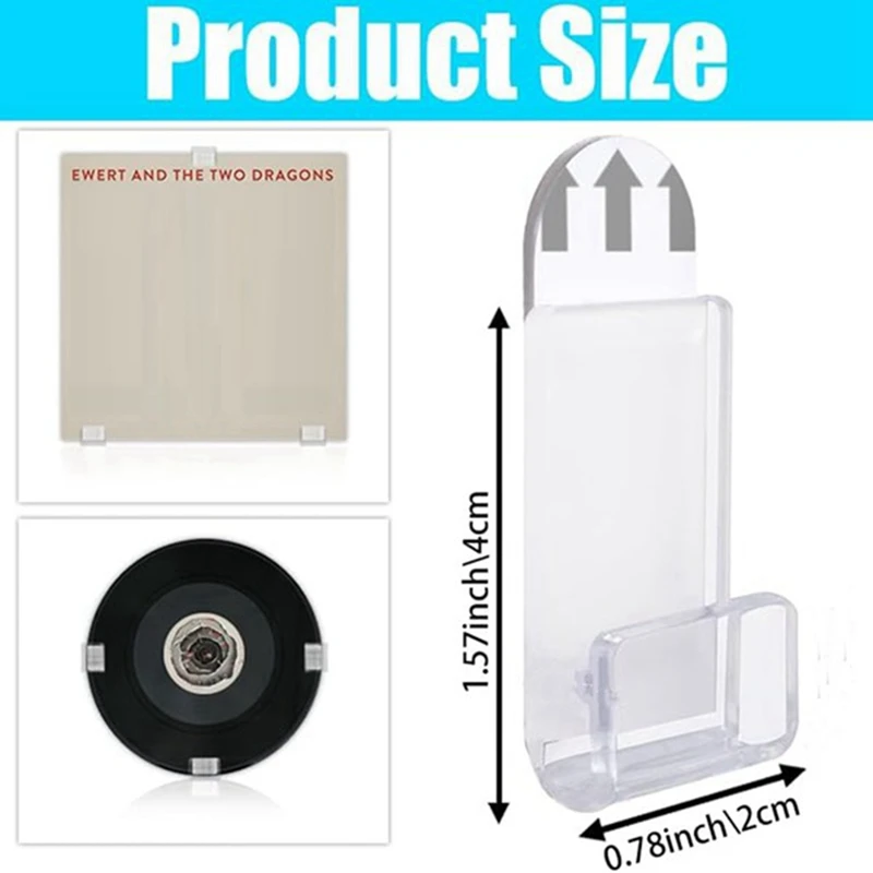 Clear Vinyl Record Display Shelf Wall Mount, 24Pcs Self Adhesive Acrylic Album Record Wall Display Holder Record Hanger-WMAN