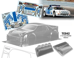 TC042 1/10 Ford RS200 Clear body. RC Rally Car 1 10. 190mm RC Body shell. Tamiya tt01 tt02 Chassis. 257mm Wheelbase