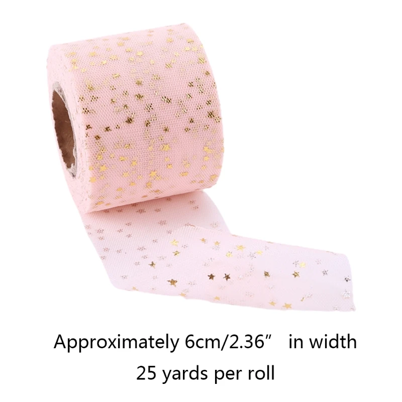 Ribbon 25yards/roll 6cm Colorful Golden Star Pattern Tulle Roll