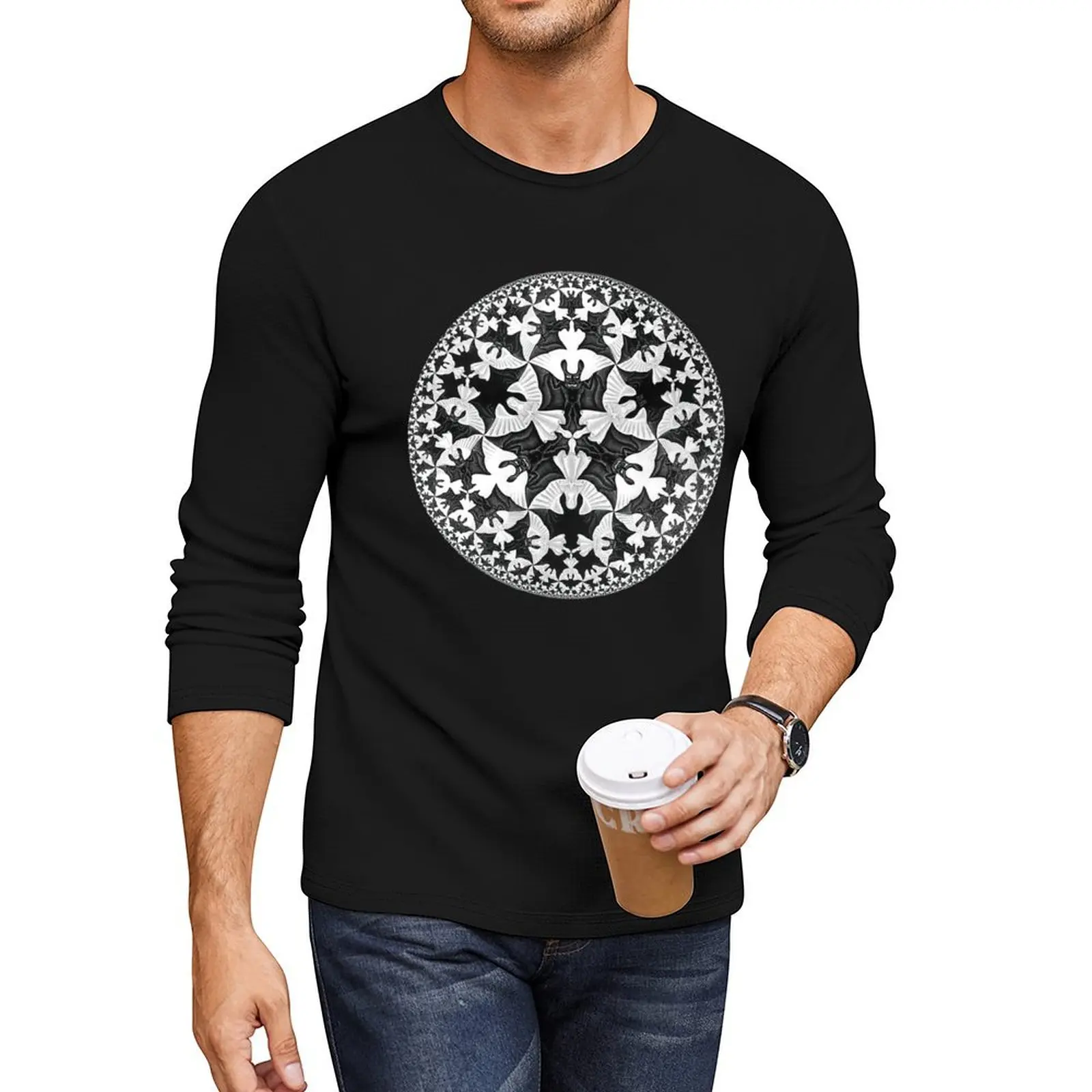 Circle Limit IV (Infinity Bats Pattern), by M.C. Escher Long T-Shirt funny t shirts tshirts for men